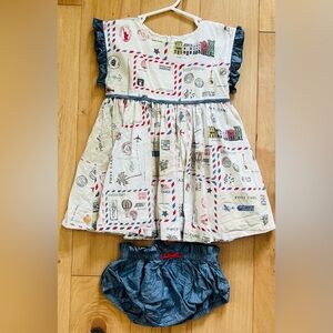 Pink Chicken Vintage Postage dress with bloomers